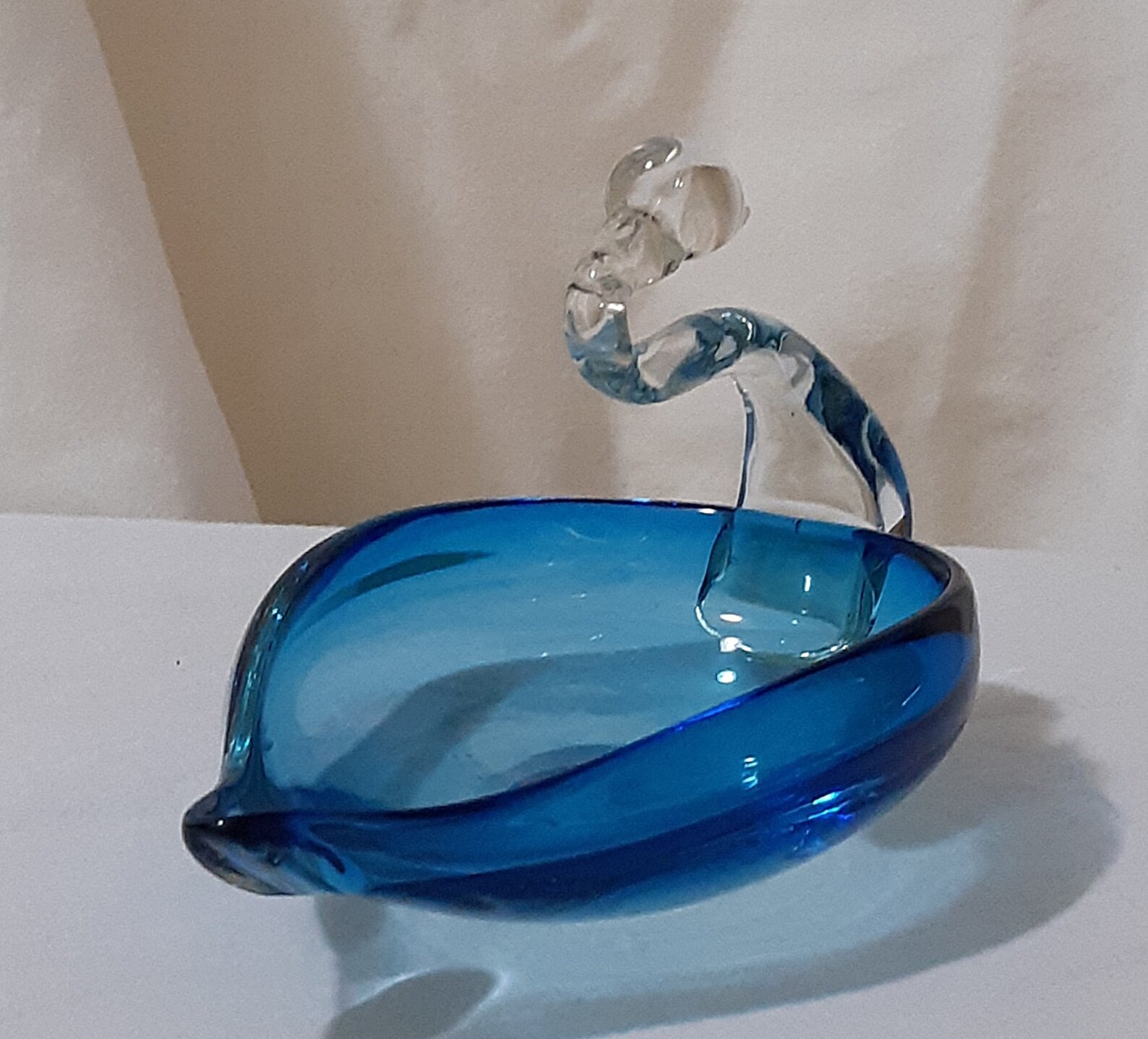 Vintage Blue Swan Art Glass Candy Dish Display Collectible Piece Etsy
