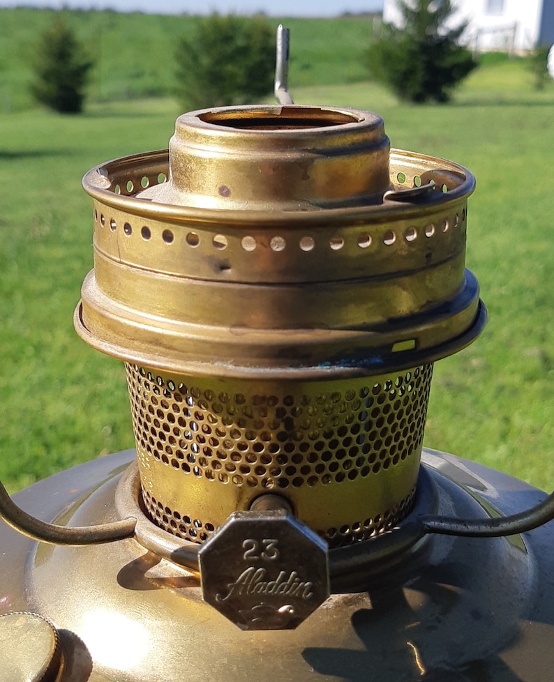 Vintage Aladdin Model 23 Brass Round Wick Oil lampVery Etsy