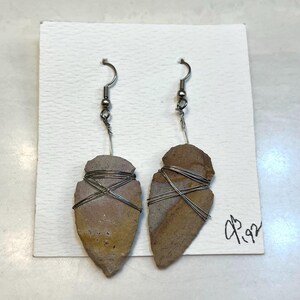Vintage Handmade Arrowhead Dangle Earrings from 1992