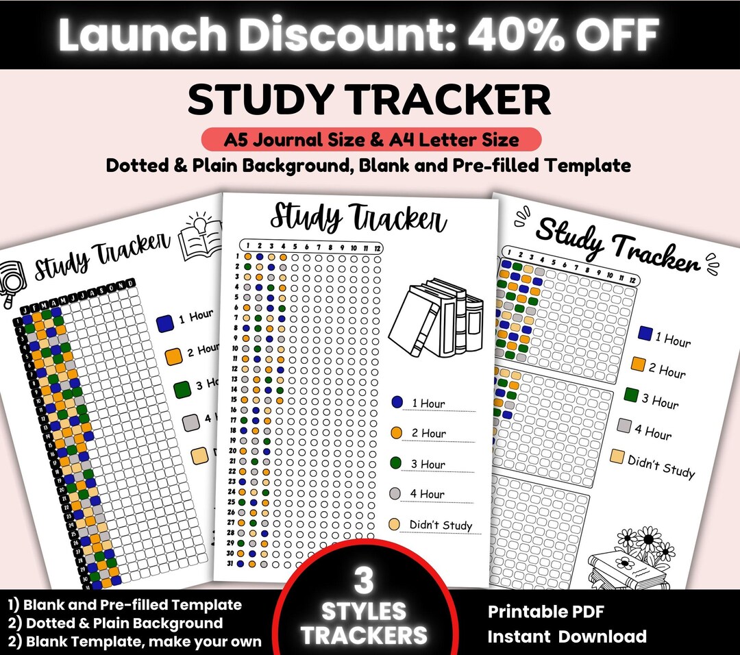 Study Tracker Printable, Yearly Tracker, Student Planner Page, Student ...