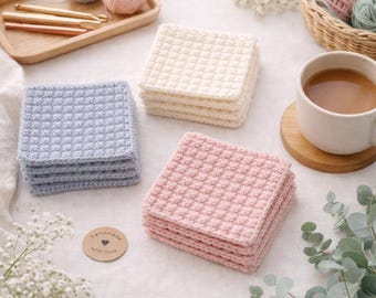 Crochet Waffle Stitch Dishcloth Pattern, Easy Beginner Tutorial (PDF Download)
