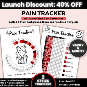 Pain Tracker Printable, Health Log, Habit Tracker, Pain Severity Tracker, Medical tracker, Symptom tracker Printable