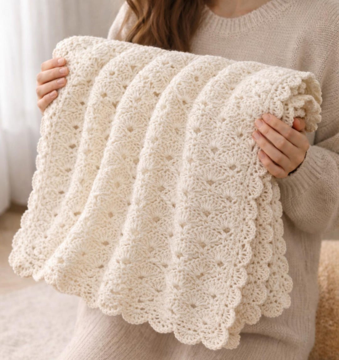 Shell Stitch Baby Blanket Pattern, Easy Crochet Pattern (PDF Download ...