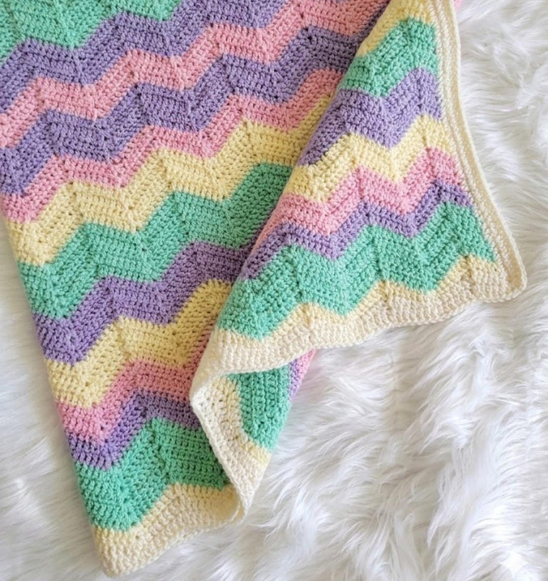 Pastel Waves Crochet Blanket Pattern, Crochet Ripple Blanket Pattern ...