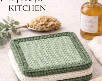 Farmhouse Crochet Dishcloth Pattern, Easy Beginner Tutorial Guide (PDF Download)