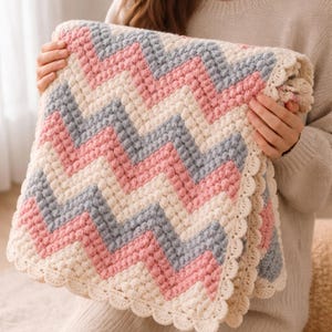 Modèle de couverture pour bébé au crochet ondulé, point pompon, crochet facile pour débutant (téléchargement PDF)