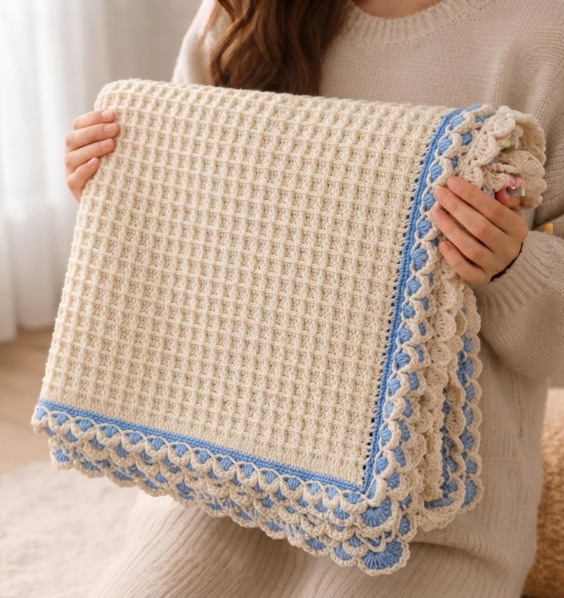 Waffle Stitch Crochet Blanket
