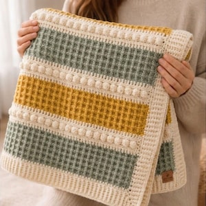 Waffle Stitch Blanket Crochet Pattern, Meadow Waffle & Bobble Throw ((Updated Pattern File)