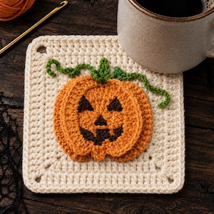 Spooky Halloween Pumpkin Granny Square Crochet Pattern (PDF Download)