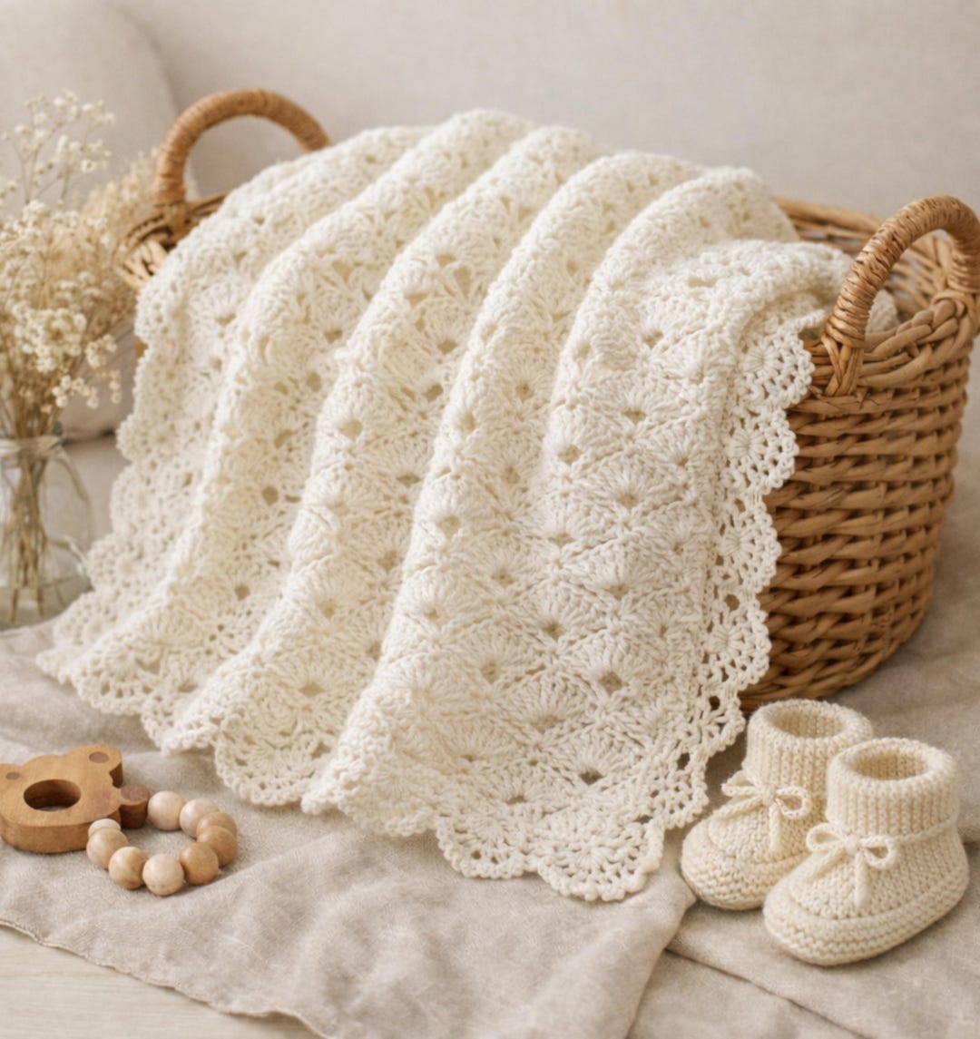 Easy Baby Blanket Pattern, Shell Stitch Crochet Pattern (PDF Download ...