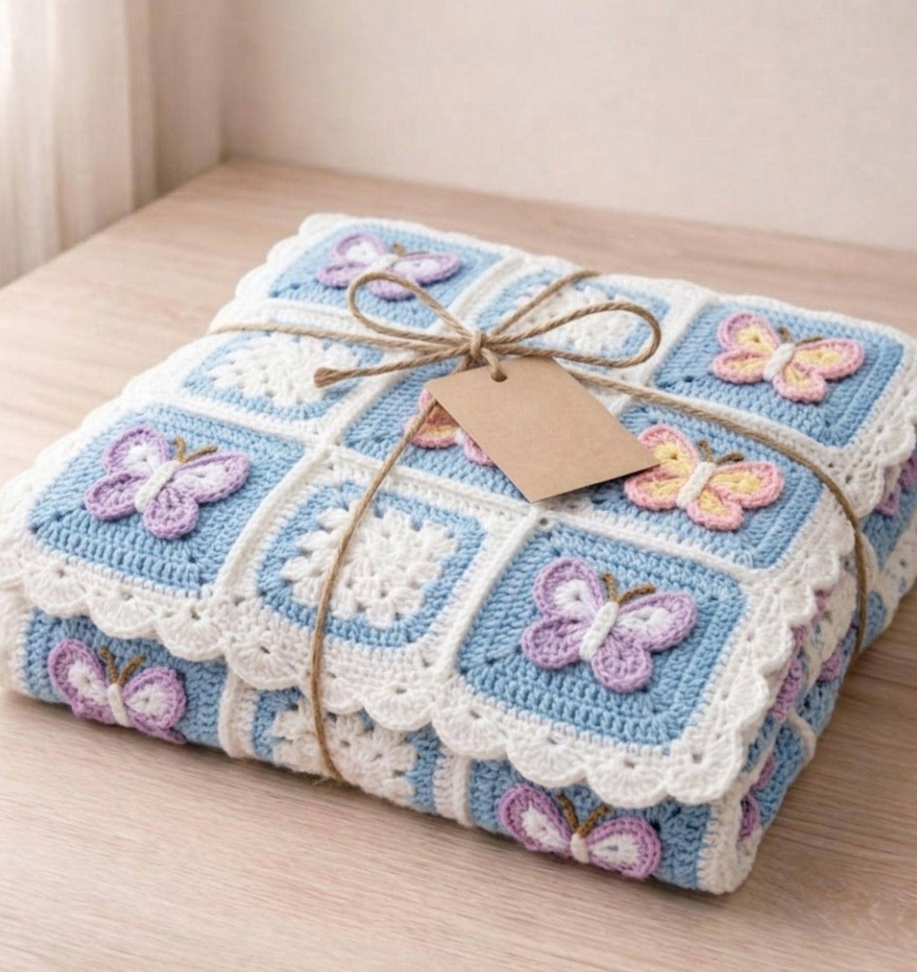 32 Checkerboard Crochet Patterns for Blankets, Bags, Garments, and Home Accents 8 Pastel Butterfly Checkerboard Granny Square Crochet