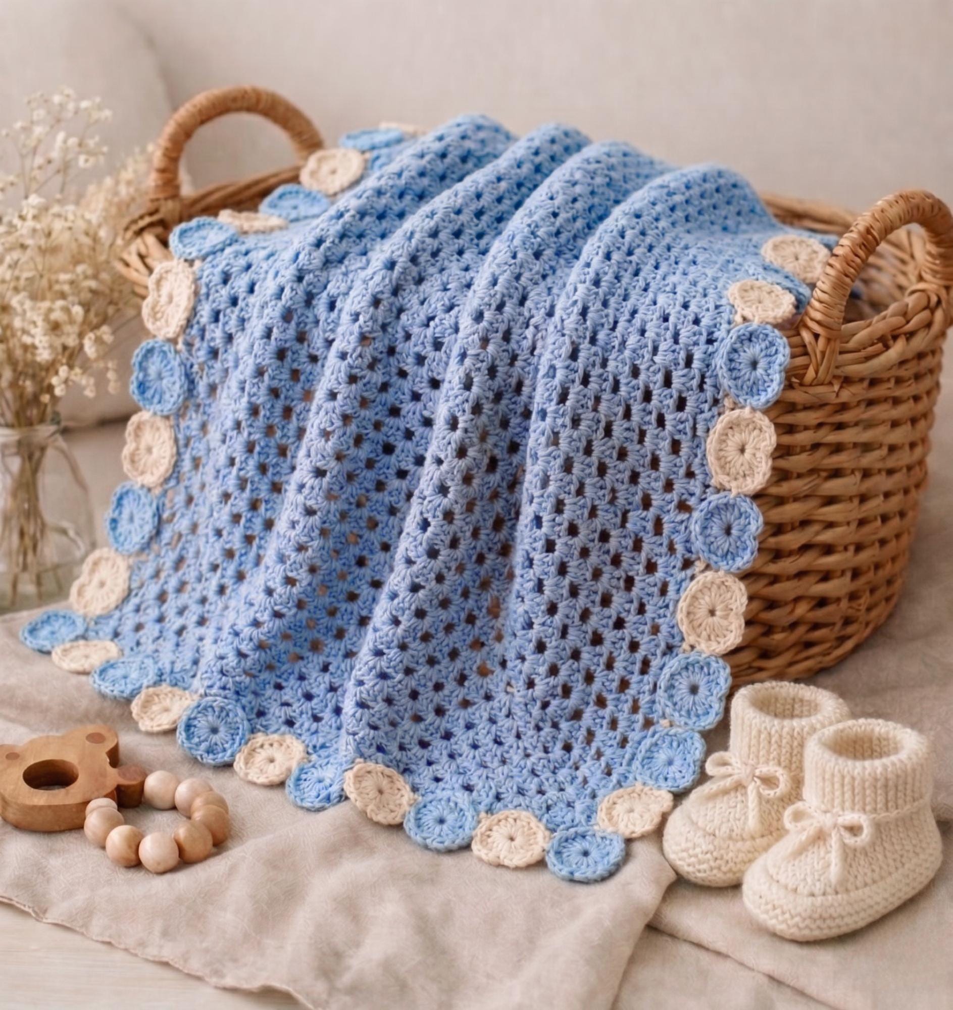 Granny Stitch Heart Border Blanket