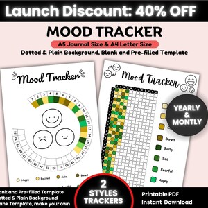 Printable Mood Tracker: Feelings Journal, A5/A4 (PDF)
