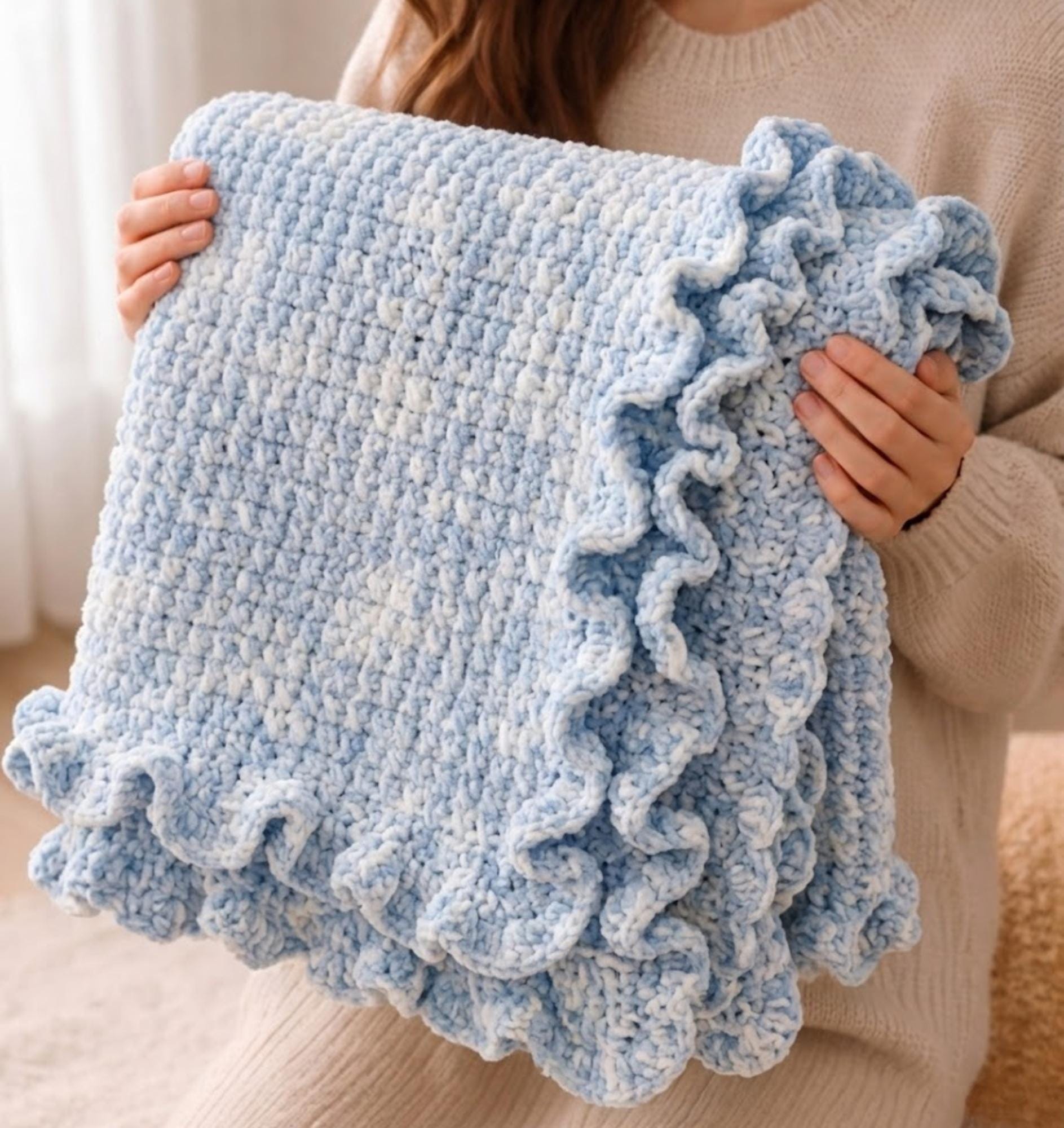 39 Crochet Borders with Lace, Scallops, Frames, and Table Runners 7 Easy Ruffle Border Crochet Blanket