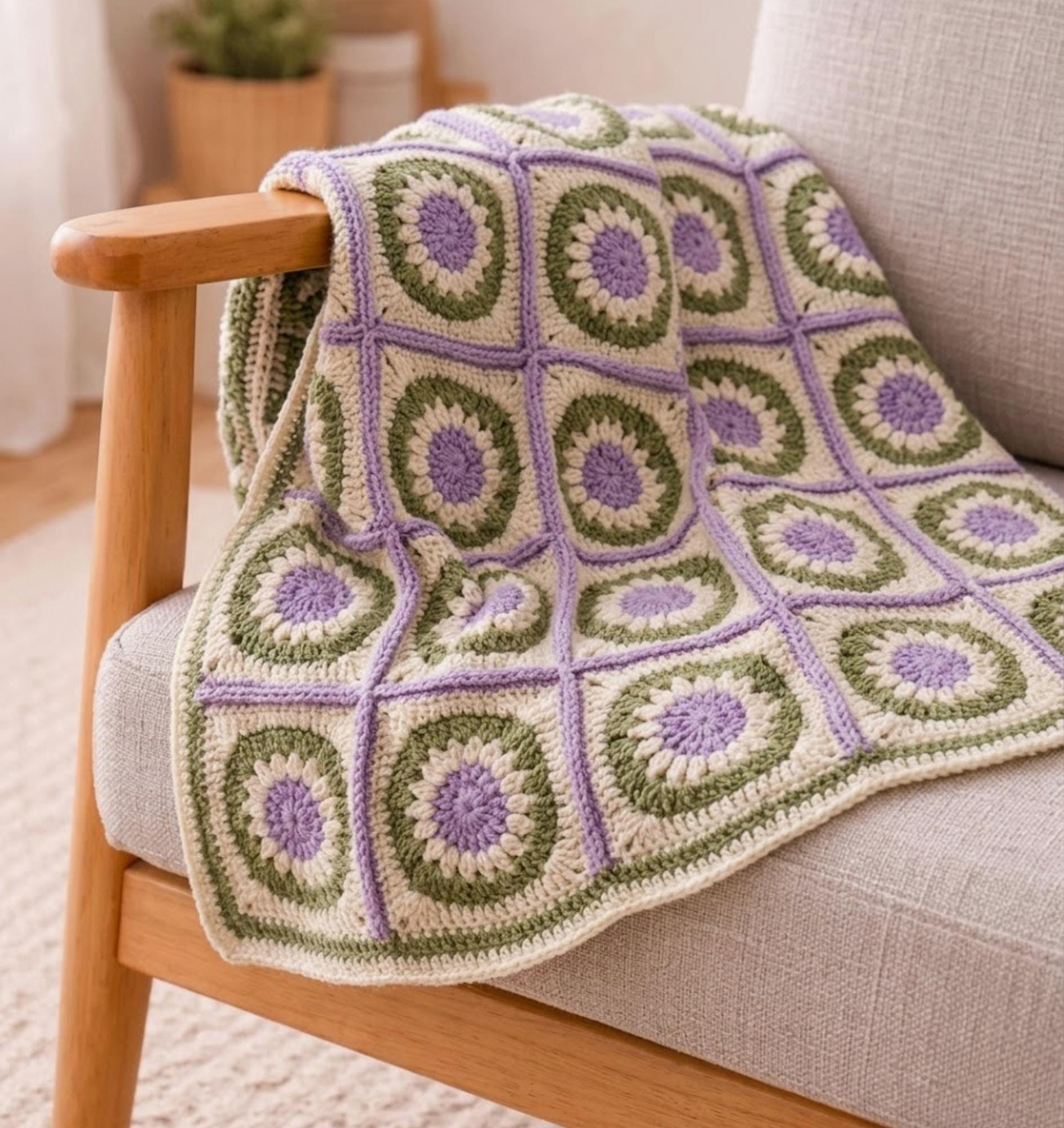 37 Lavender Crochet Patterns: Unleash Your Creativity with These Beautiful Designs 6 Lavender Blossom Medallion Throw