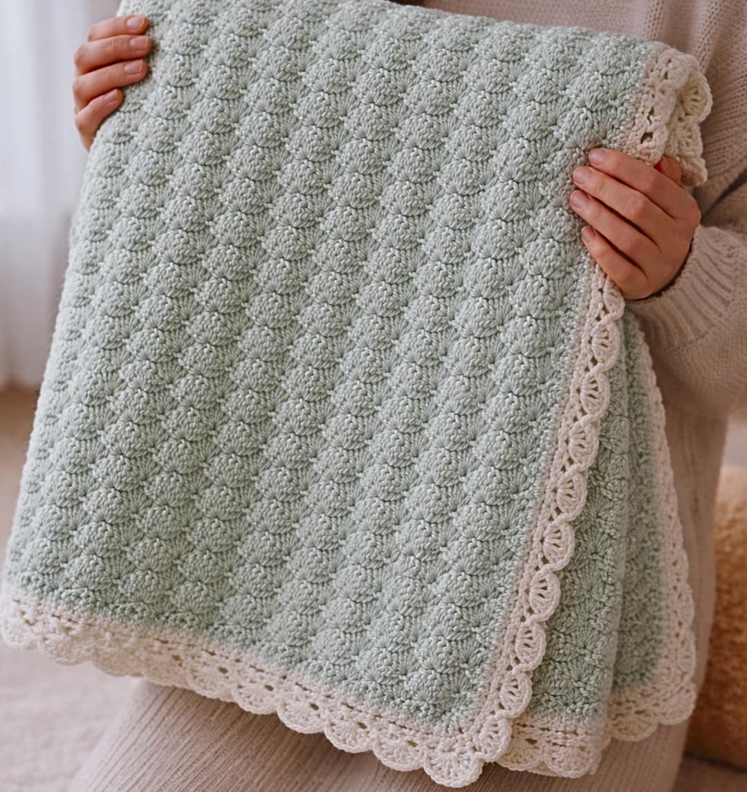 Easy Baby Blanket Crochet Pattern, Shell Stitch Beginner Friendly (PDF ...