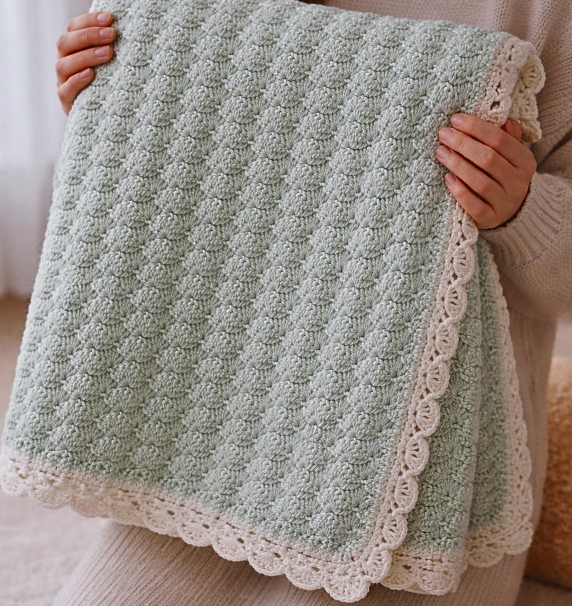 Easy Baby Blanket Crochet Pattern, Shell Stitch Beginner Friendly (PDF ...