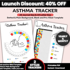 Asthma Tracker Printable, Inhaler Tracker, Health Tracker, Asthma Journal, Asthma Log, Medication Tracker, Symptoms Tracker Printable