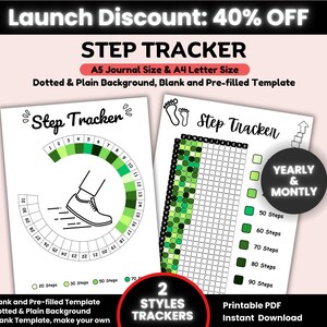 Step Tracker Printable, Fitness Tracker, Health Tracker, Fitness Goal Planner, Daily Step Goal Challenge, Health Log, Exercise Tracker