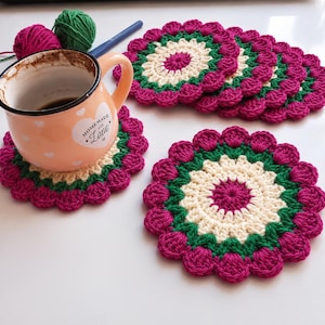 Crochet Flower Coaster Pattern, Intermediate PDF Download