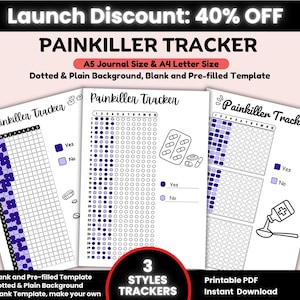 Pain Tracker Printable, Health Tracker, Pain Journal, Pain Log, Symptom Tracker, Health Planner, Period Tracker, Medical Tracker Printable