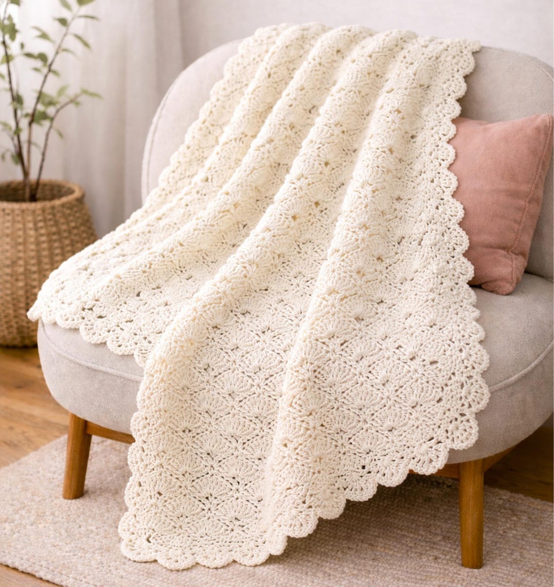 Easy Crochet Pattern, Shell Stitch Baby Blanket Pattern (PDF Download ...