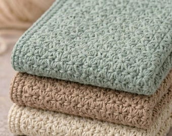 Star Stitch Dish Cloth Crochet Pattern, Farmhouse Rustic Kitchen (PDF Download)
