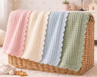 Waffle Stitch Crochet Baby Blanket Pattern, Easy everyday blanket (PDF Download)