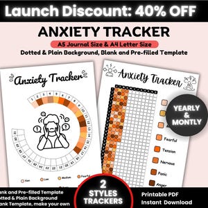Anxiety Tracker Printable: Monthly & Yearly Journal (PDF)