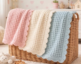 Waffle Stitch Crochet Baby Blanket Pattern, Easy Beginner Crochet (PDF Download)