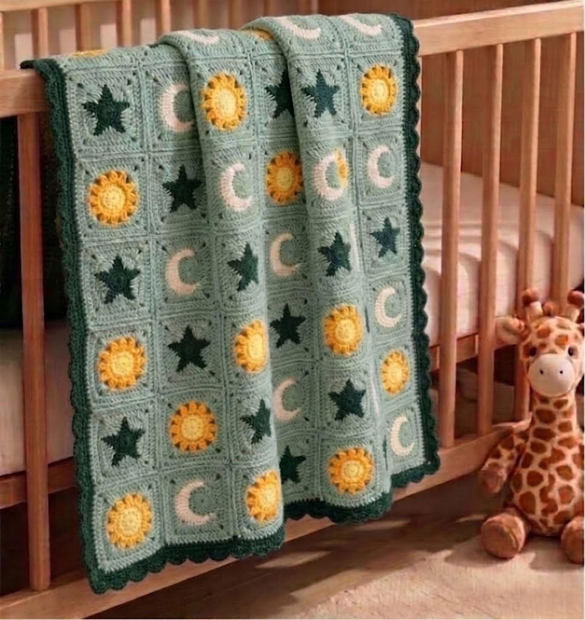 40 Fabulous Crochet Star Blankets and Patterns You Must Make 38 Crochet Pattern Granny Square Sun Moon and Stars Blanket