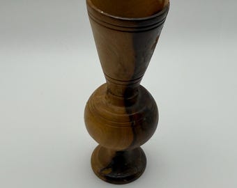 Vintage bud vase | hand carved wood vase | MCM decor