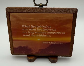 Vintage wall art | rustic wood, scenic water | inspirational plaque