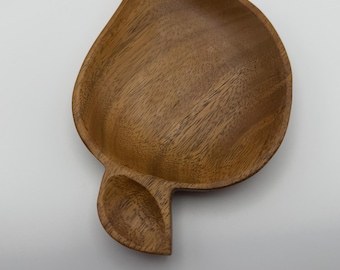 Vintage leaf dish | hand carved wood tray