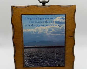 Vintage wall art | rustic wood, scenic water | inspirational plaque