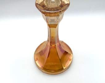 Vintage candle holder | marigold carnival glass candlestick | MCM decor