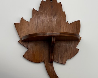 Vintage shelf | Handmade Wood Maple Leaf display rack | MCM rustic / primitive decor