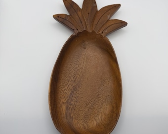 Vintage pineapple dish | hand carved wood bowl | Hawaiian Decor