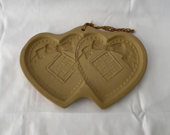 Vintage cookie press | 1988 brown Bag Cookie Art stoneware treat mold | rustic / farmhouse decor