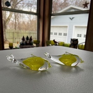 Rare vintage pair of Czech made glass dolphins