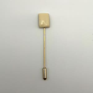 Vintage stick pin | beige rectangle shape gold tone