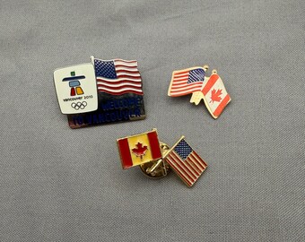 Vintage pin | lot of 3 Canada USA tie tac