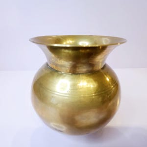Brass Lota Pot. Made in India. Stands 4.5&quot; Tall x 4.5&quot; Wide.