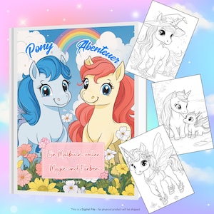50 Pony Coloring Pages | Digital Download | Printable Coloring Sheets for Kids | Instant PDF