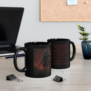 Blood-Themed Black Mug | Dark Aesthetic Coffee Cup | Gothic Gift for Occult Lovers, Rituals, Halloween, Home Decor, Witchcraft