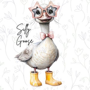 Silly Goose PNG, Funny Kids Shirt Art, Digital Download, Goose Graphic Design, Printable Goose Clip Art