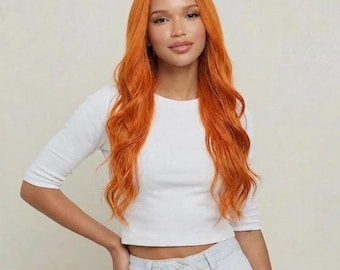 Long Copper Orange Wig 28 Inch Wavy Ginger Wig Extra Long Orange Hair Wig | Cora