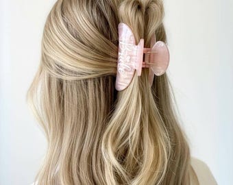 Braut Haarkralle Clip, Braut Haarschmuck, Bachelorette Geschenk, Hochzeit Morgen Haarspange, Perle & Rosa Haarkralle, Brautdusche Geschenk