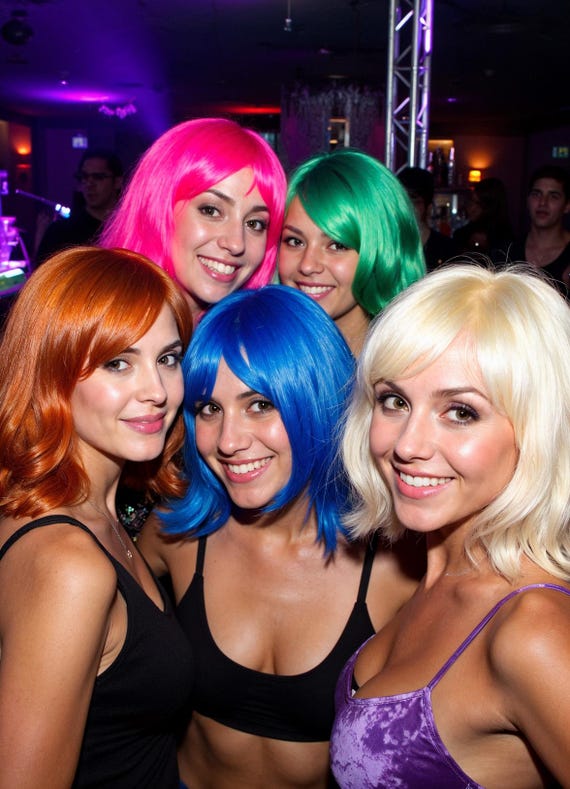 Rainbow Party Wig Kit Assorted Neon Wigs With Heart Sunglasses