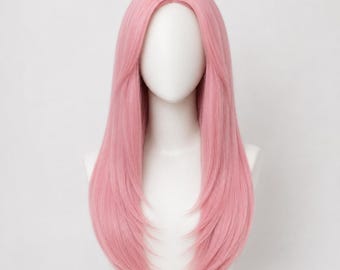 Pink Wig Straight 18 Inch Pastel Wig | Middle Part Glueless Wig | Faith